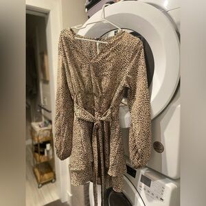 Leopard Print Women’s Long Sleeve Dress